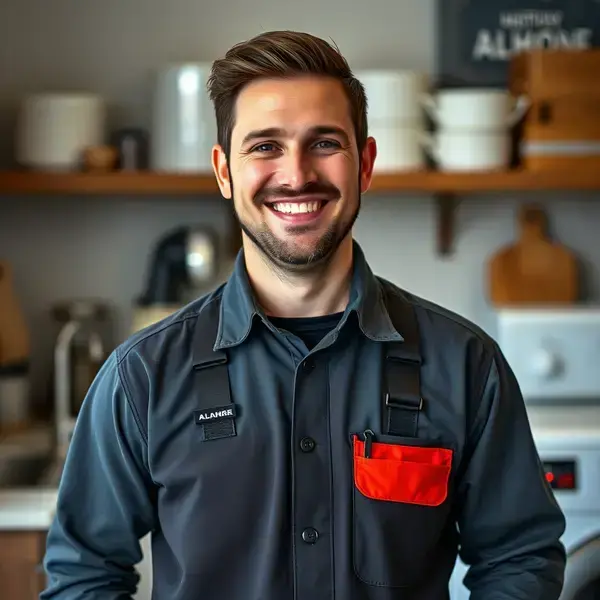 Appliance technician at work